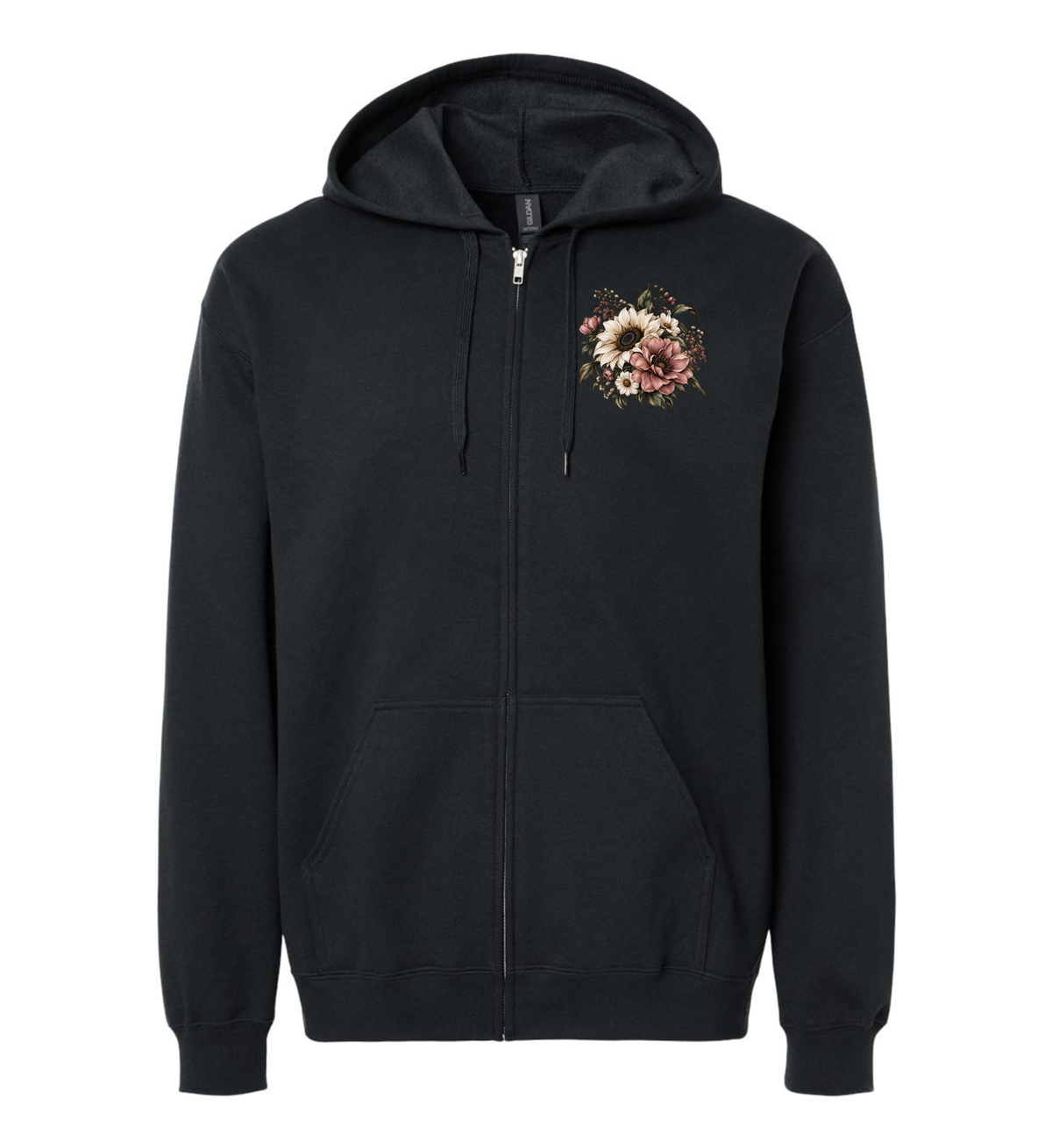 Fall Floral - Full-Zip Hoodie Midweight Sweatshirt