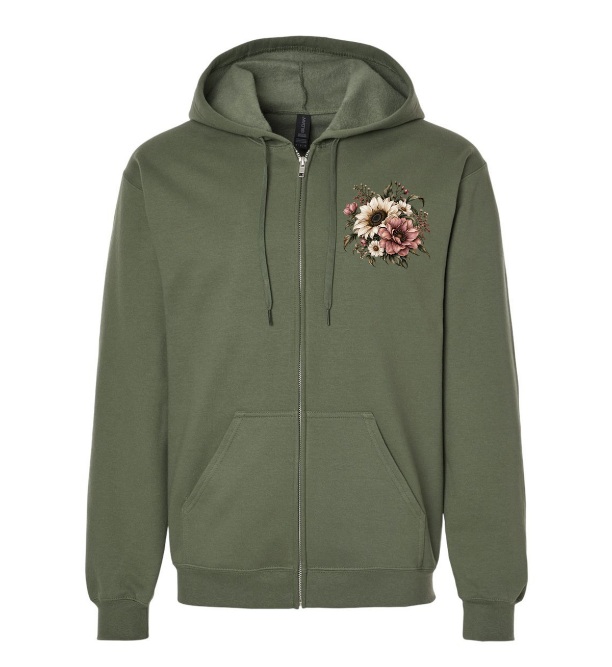 Fall Floral - Full-Zip Hoodie Midweight Sweatshirt
