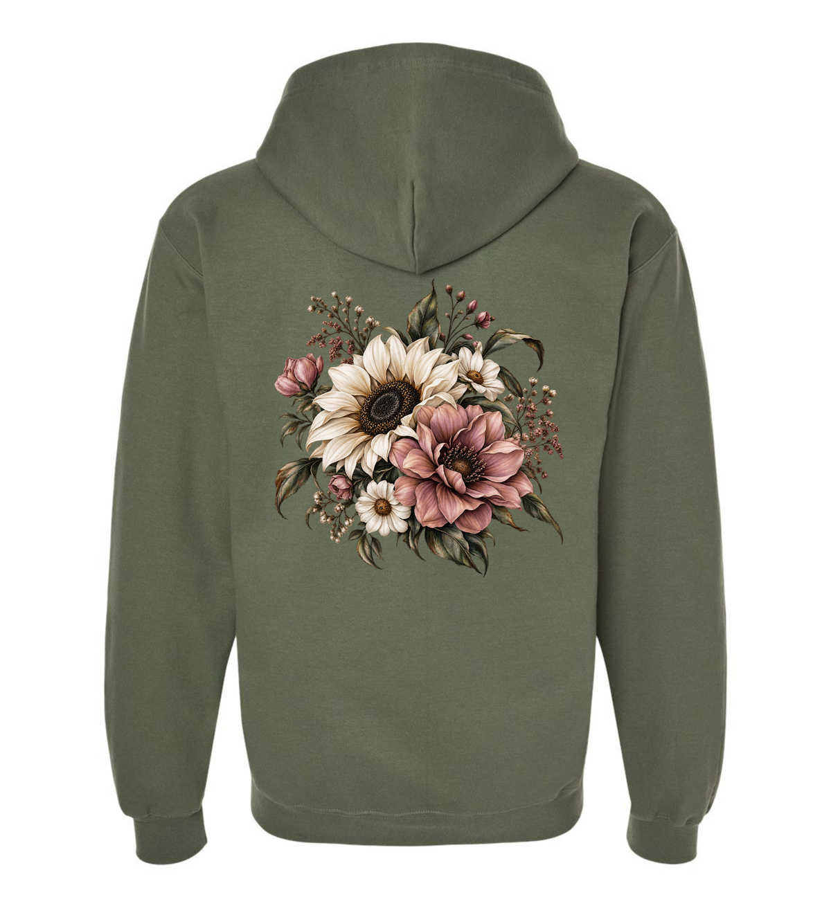 Fall Floral - Full-Zip Hoodie Midweight Sweatshirt