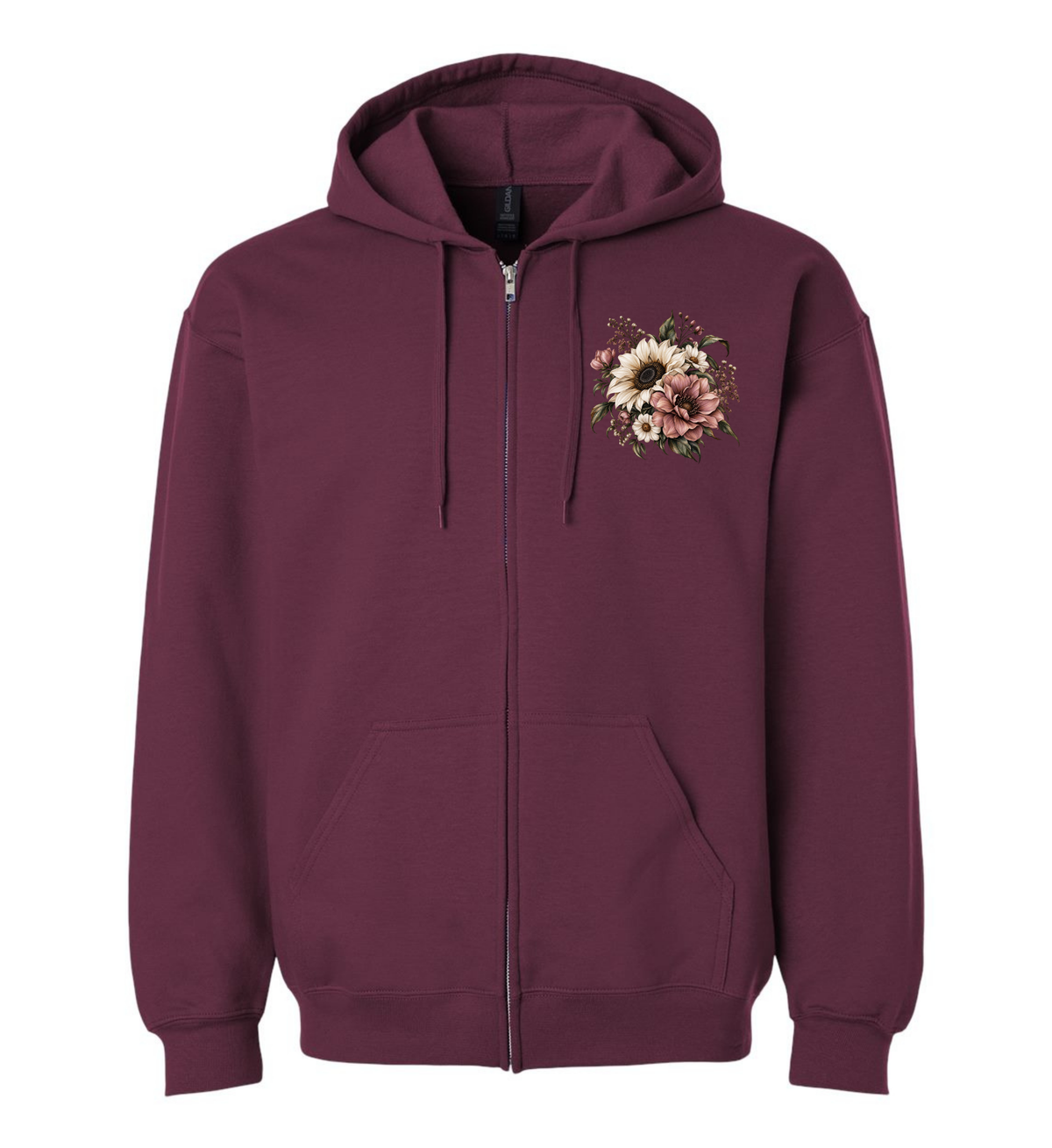 Fall Floral - Full-Zip Hoodie Midweight Sweatshirt