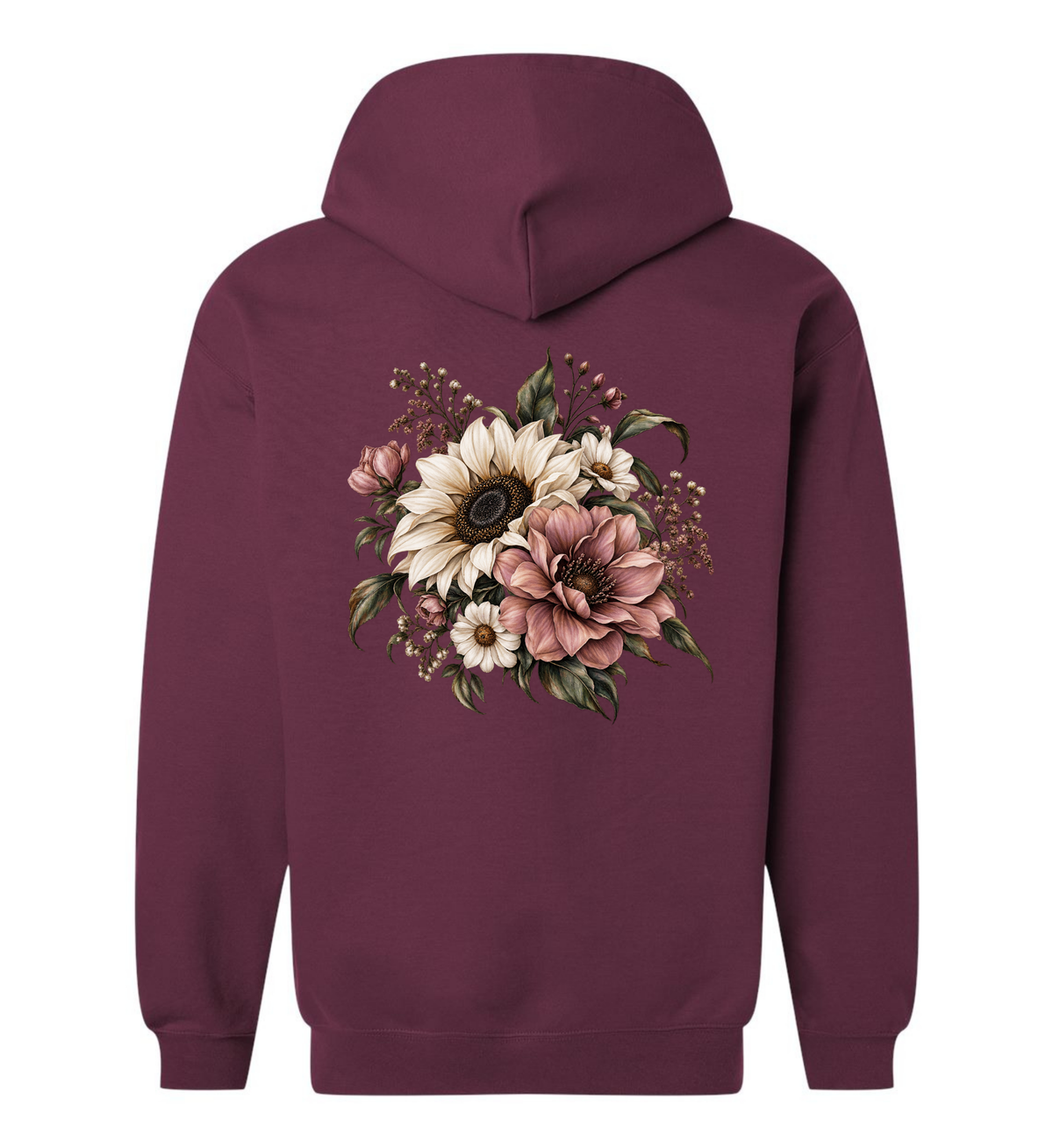 Fall Floral - Full-Zip Hoodie Midweight Sweatshirt