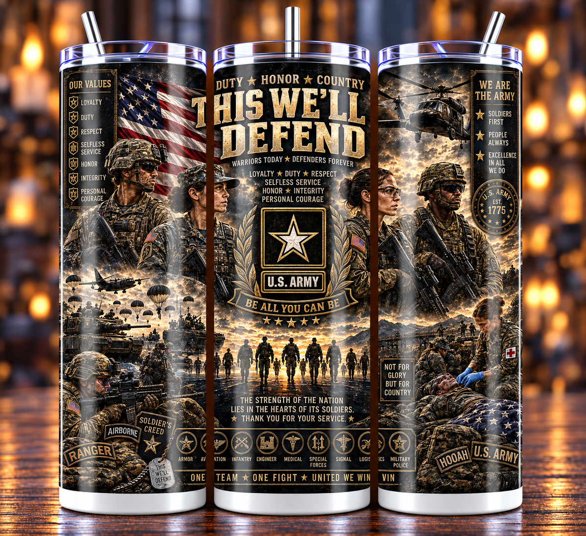 All Military Services 20oz Sublimated Tumbler