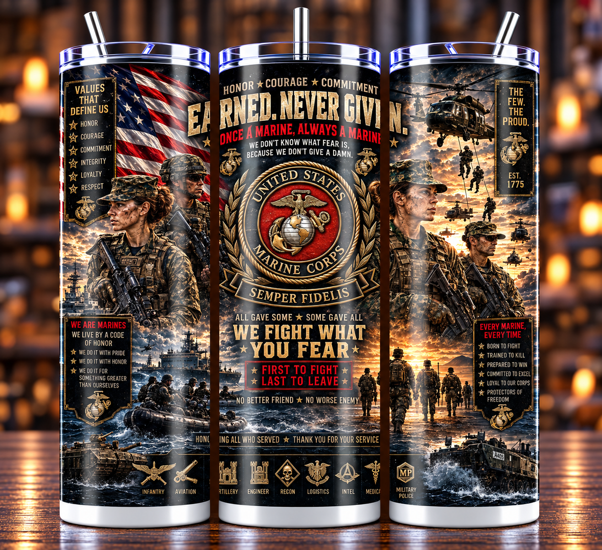 All Military Services 20oz Sublimated Tumbler