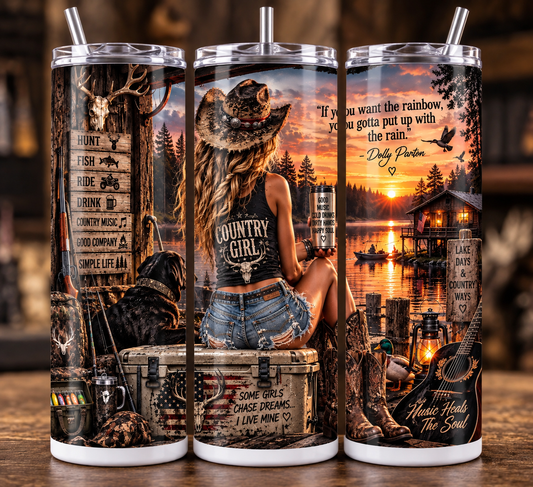 Country Girl 20oz Tumbler Country Living Backroads Boots and Bonfires