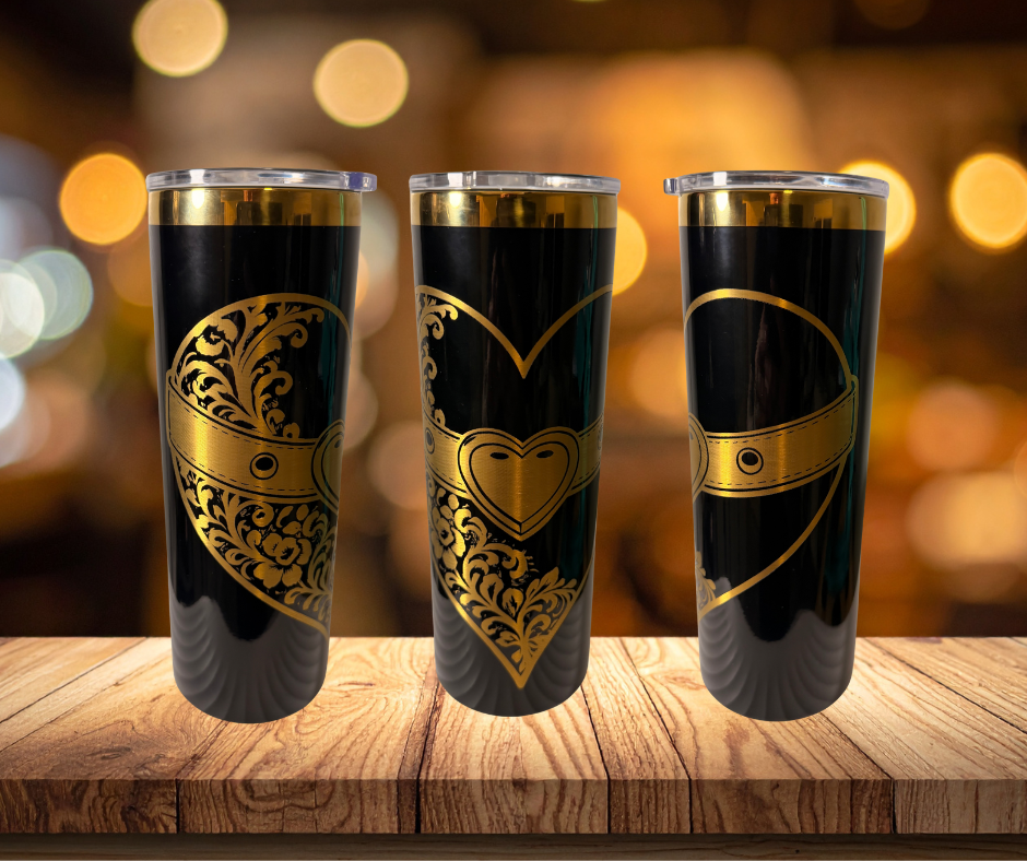 Tumbler - 20 oz Skinny Laser-Engraved - Golden Sin